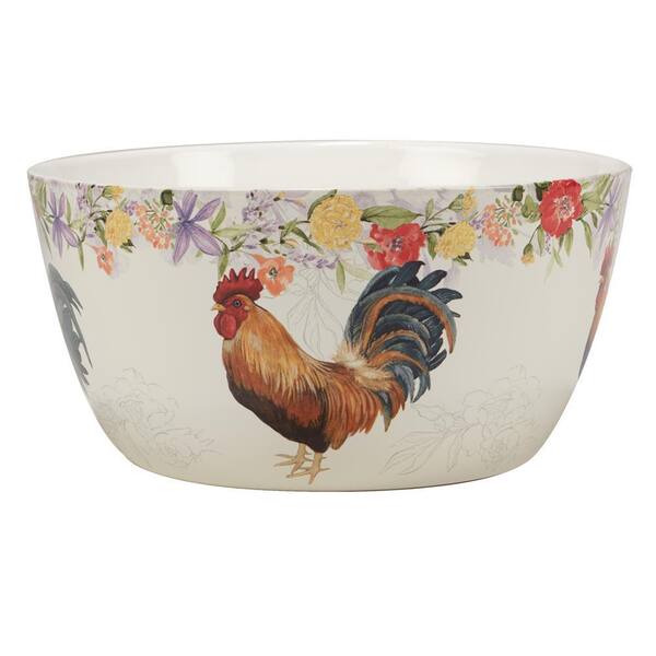 Certified International Floral Rooster 189.81 fl.oz Assorted Colors Earthenware Serving Bowl