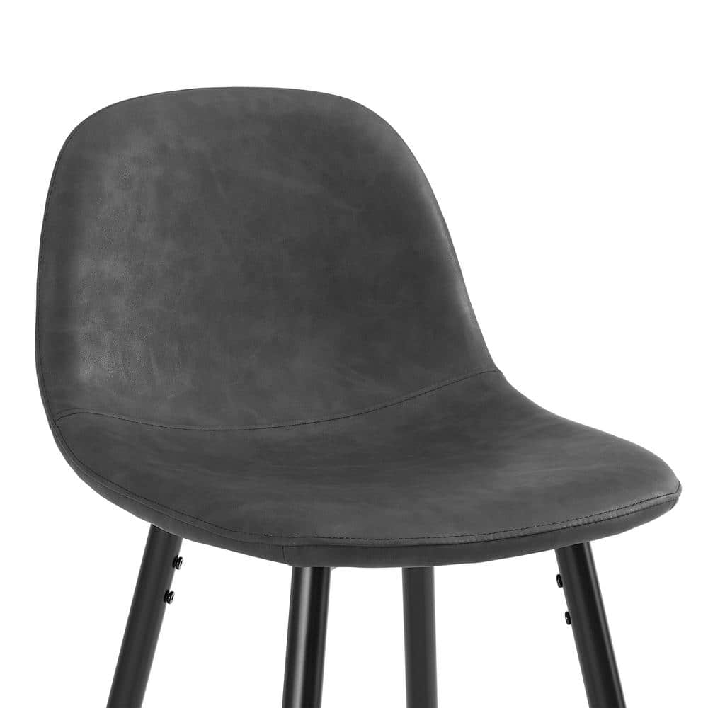 Weston Distressed Black Faux Leather Bar Stools, Set of 2