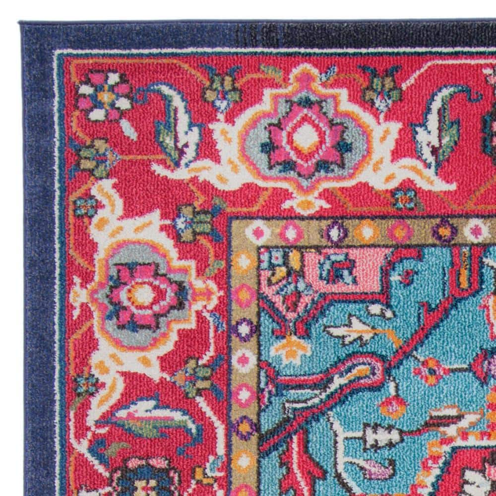 Vibrant Red Floral 8' x 10' Easy-Care Synthetic Area Rug