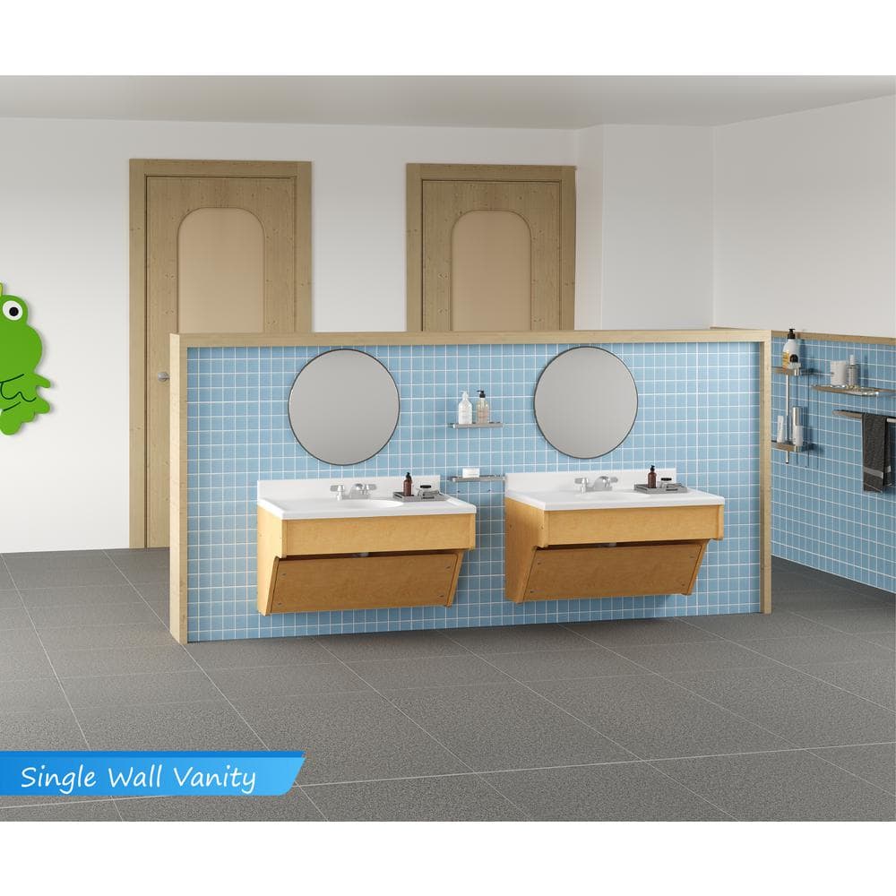 Maple Single Wall-Mount Vanity with White Marble Top