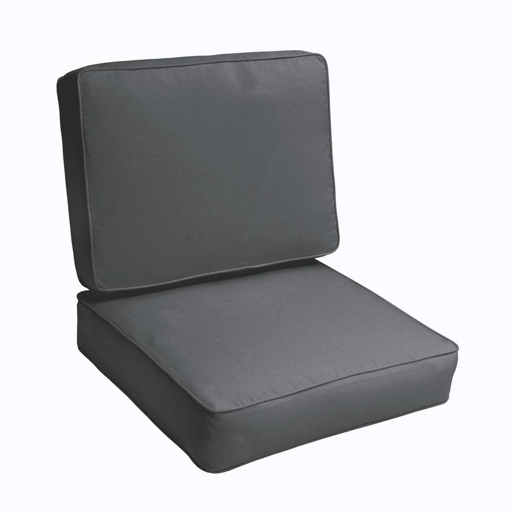 23.5 x 23 Deep Seating Outdoor Corded Cushion Set in Solid Charcoal