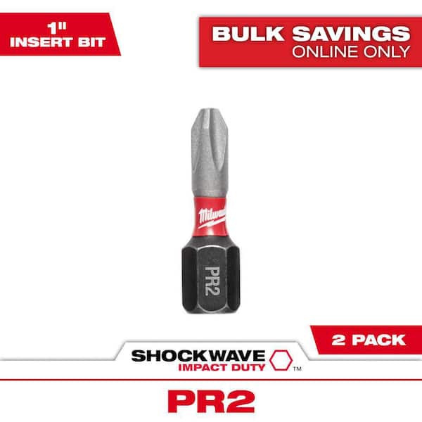 Milwaukee SHOCKWAVE Impact Duty 1 in. Phillips Reduced #2 Alloy Steel Insert Bit (2-Pack)