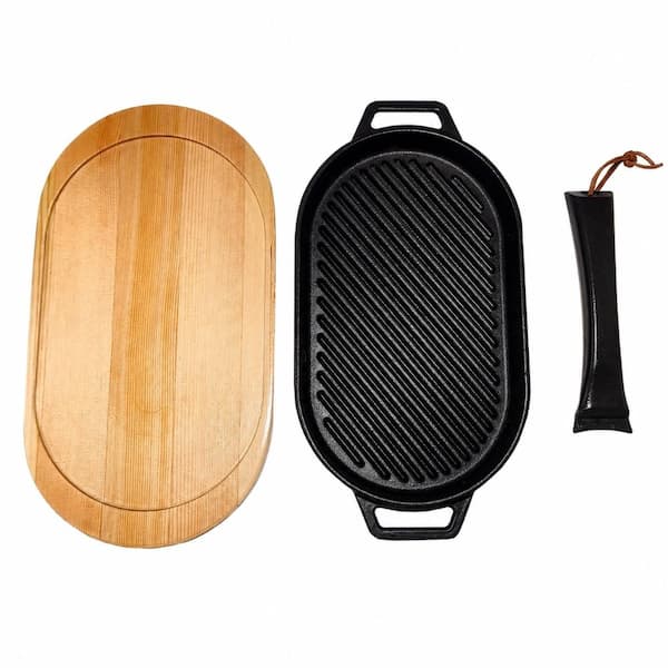 Grill Frying Pan, with Stove-top Use and Side Handles, for Gas Stoves, 6.88 X 12 X 0.98 in. Product Size