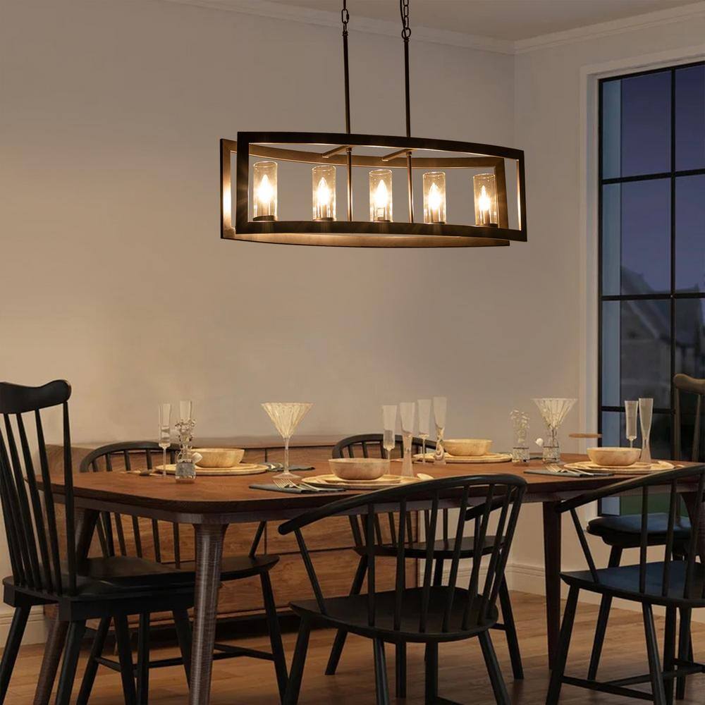 Oil Rubbed Bronze 5-Light Industrial Cage Pendant