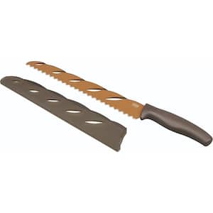 9 in. Japanese Stainless Steel Full Tang Serrated Edge Bread Knife with Ergonomic Silicone Handle