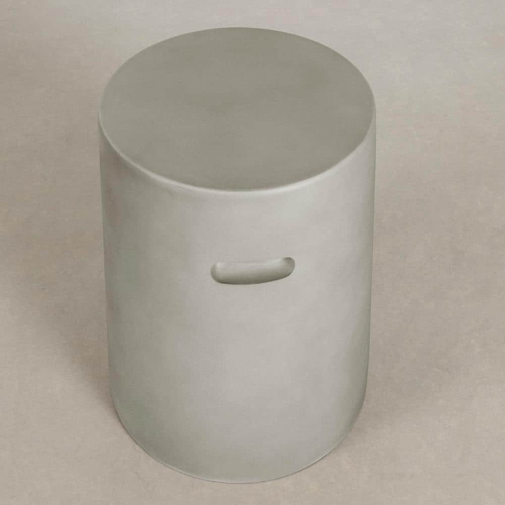 Greige Magnesium Oxide Round Cylindrical Side Table