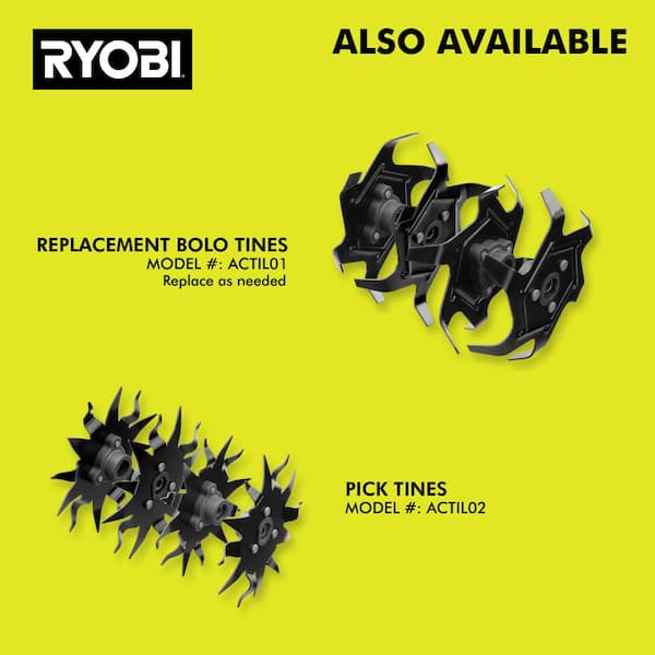 RYOBI ONE+ 18V 8 in. Cordless Cultivator with 4.0 Ah Battery and