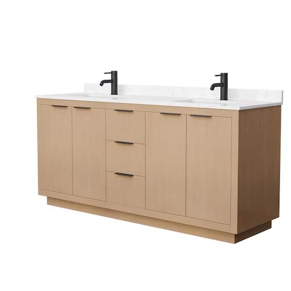 Wyndham Collection Maroni 72 in. W x 22 in. D x 33.75 in. H Double Sink Bath Vanity in Light Straw with Carrara Cultured Marble Top