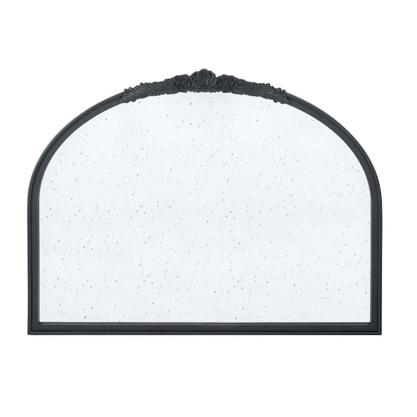 Unbranded 40 in. W x 30 in. H Arched Framed Black Mirror Wood Mirror Wall Decor for Living Room, Bathroom, Entryway