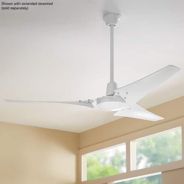 Industrial 60 in. Indoor/Outdoor White Ceiling Fan with Wall Control, Downrod and Powerful Reversible Motor