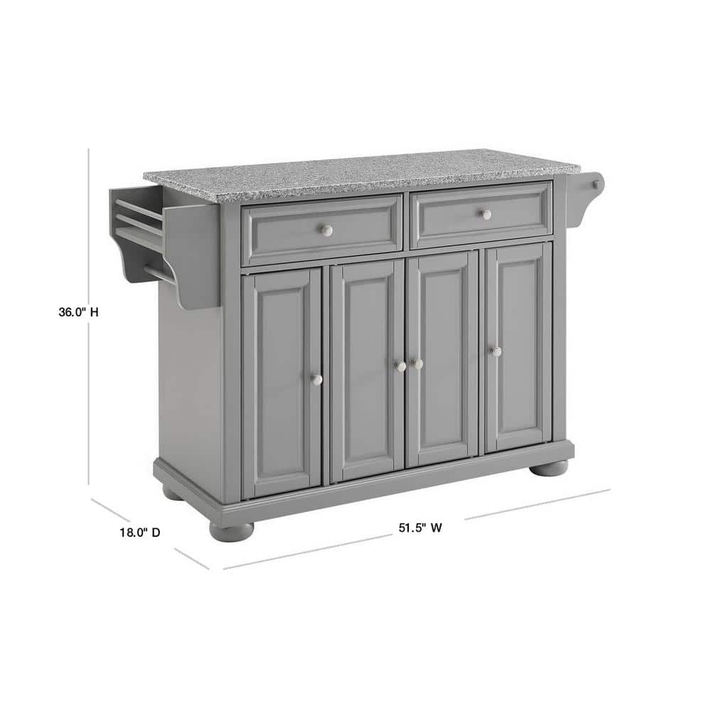 Alexandria Vintage Gray Granite Top Kitchen Island