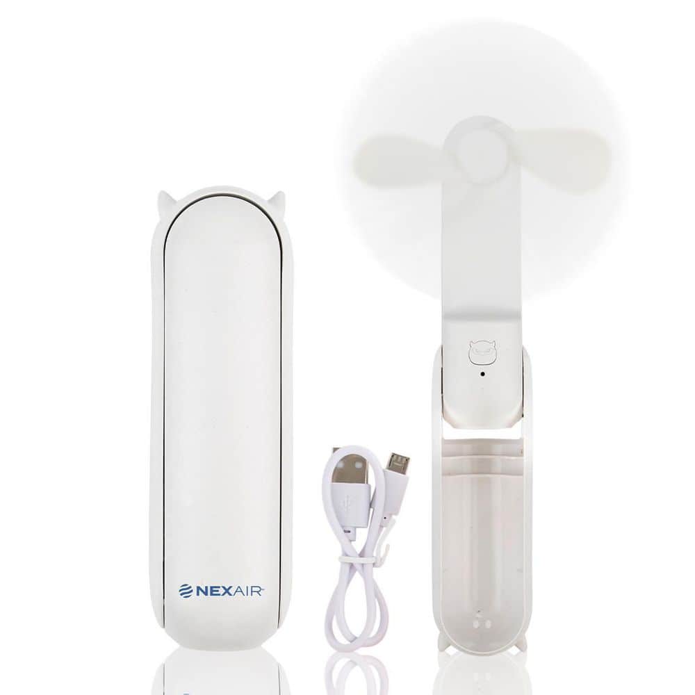Mini Portable Hand Fan 4 in. 2 Speed Rechargeable w/Power Bank Quiet Table Desk Fan Foldable for Adults and Kids, White price history on PriceWatchPro