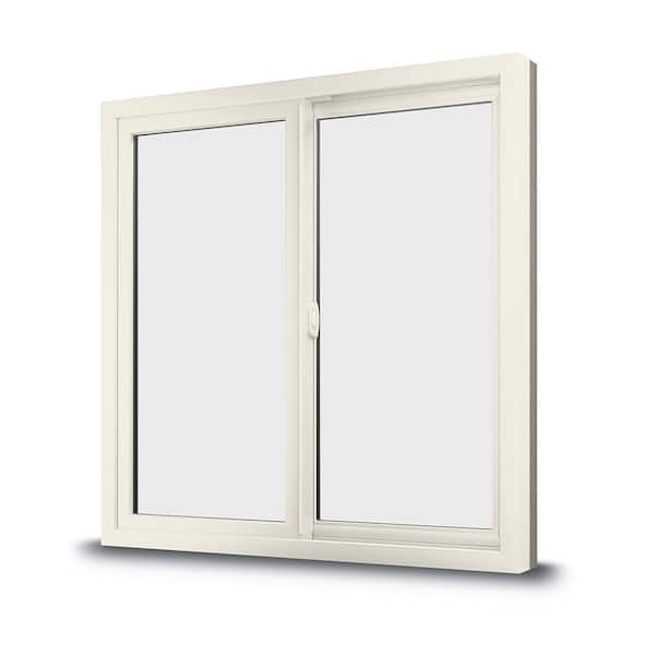 100 Series 71.5 in. x 47.5 in. Black Active Left Gliding Composite Window w/ White Interior and Hardware SmartSun Glass