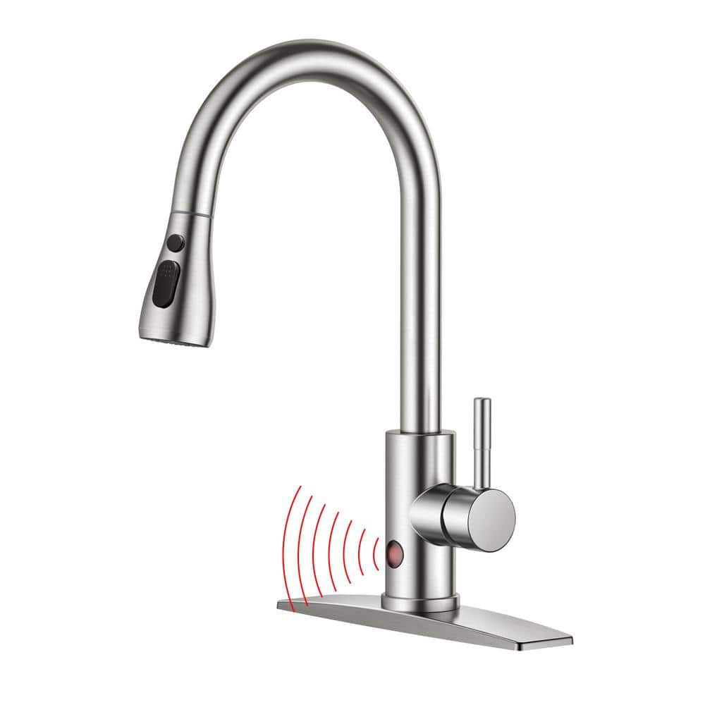 Touchless Single Handle Pull Down Sprayer Kitchen Faucet with 360 Spout Swi