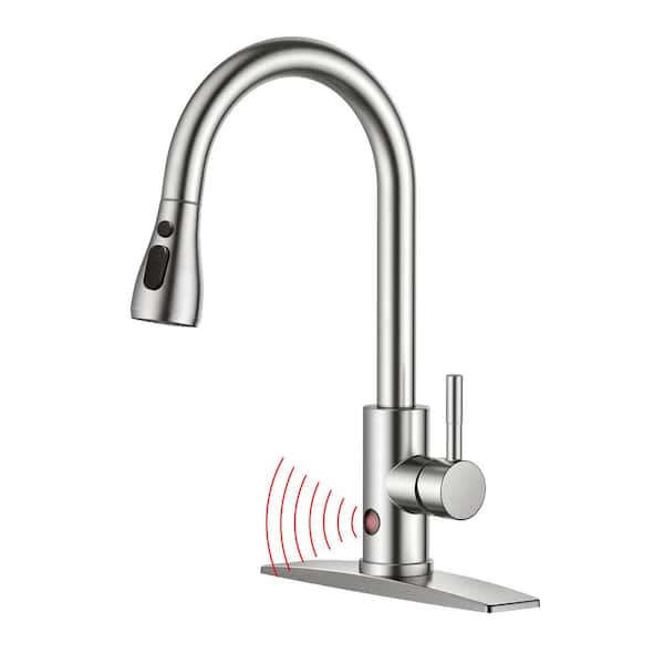 ANZA Touchless Single Handle Pull Down Sprayer Kitchen Faucet with 360 Spout Swivel Advanced Spray in Brushed Nickel