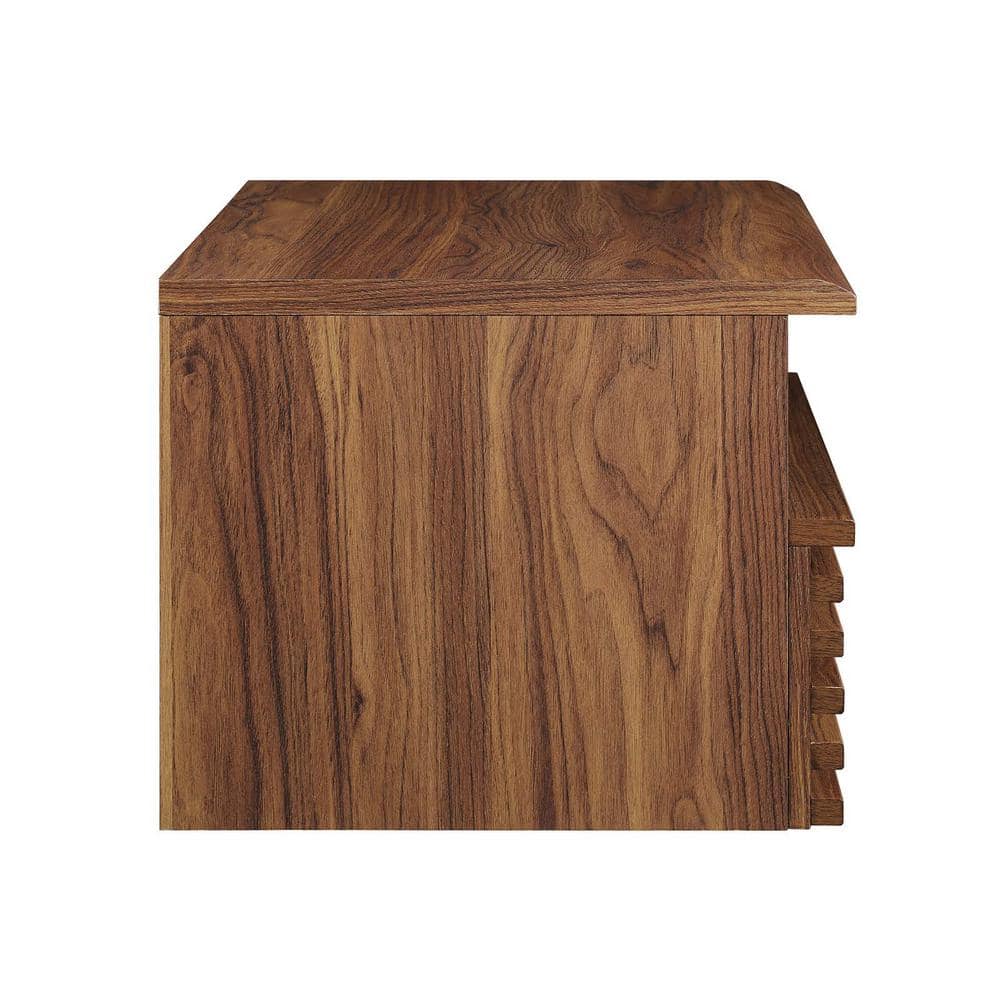 Mid-Century Walnut Wall-Mount Nightstand with Drawer