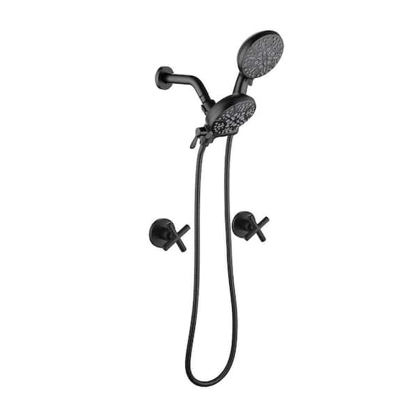 Rainfull 2-Handle 7-Spray Shower Faucet 1.8 GPM Kit with Pressure Balance Valve in Matte Black