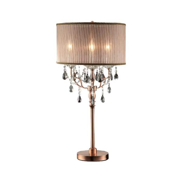 HomeRoots 32 in. Bronze Standard Light Bulb Bedside Table Lamp