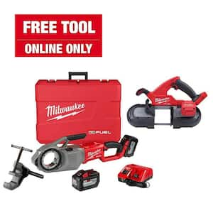 M18 FUEL ONE-KEY Cordless Brushless Pipe Threader Kit with M18 Fuel Compact Bandsaw Tool