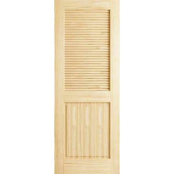 32 in. x 80 in. Classic Louver/Panel Solid Core Pine Wood Interior Door Slab