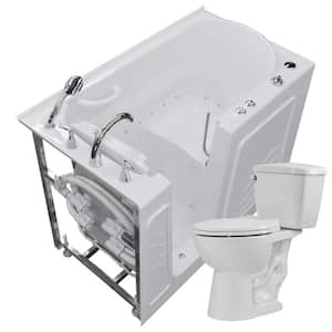 52.8 in. Walk-In Air Bath Tub in White with 1.28 GPF Single Flush Toilet