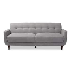Allister 79.9 in. Light Gray Fabric 3-Seater Cabriole Sofa with Square Arms