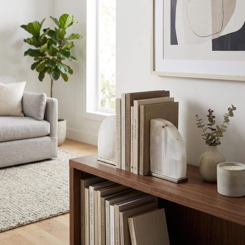 White/Gold 1.5 in. x 6 in. Modern Stone and Metal Bookends (Set of 2) price history on PriceWatchPro