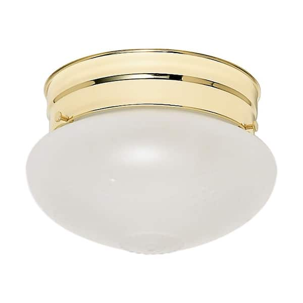 SATCO 6 in. 1-Light Polished Brass Semi-Flush Mount