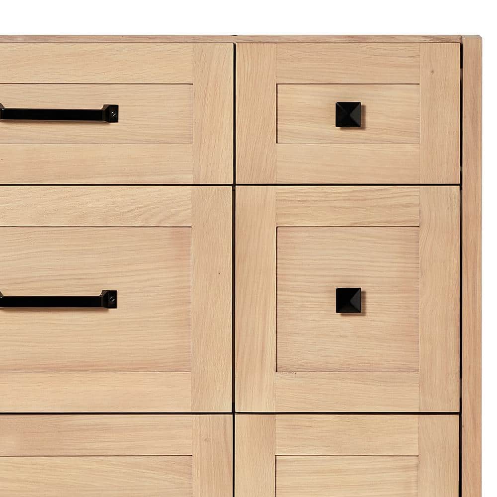Monroe 42" Light Oak Freestanding Vanity Cabinet with Black Hardware