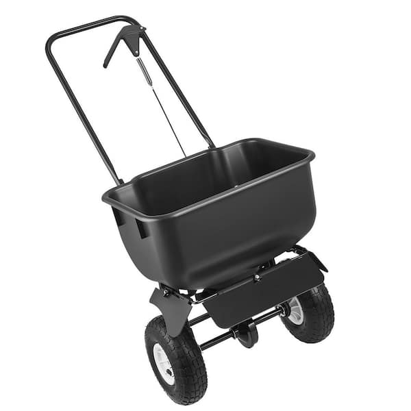 Push Lawn Spreader, 80 lbs. Capacity, and 10 in. All-Terrain Wheels, Walk-Behind Spreader, 12 ft. Spread Width Broadcast