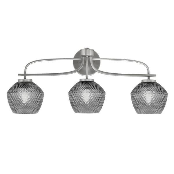 Unbranded Olympia 27.5 in. 3-Light Graphite Vanity Light Smoke Textured Glass Shade