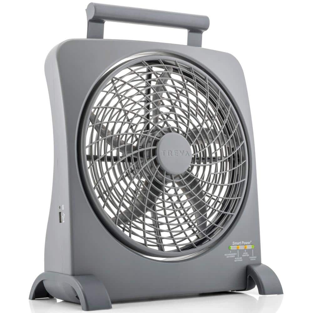 Treva Smartpower Portable Battery Operated 10 In 2 Speed Personal Fan With 3 Power Options And 7115