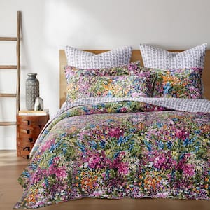 Basel 3-piece Multicolored Floral Cotton Full/Queen Quilt Set