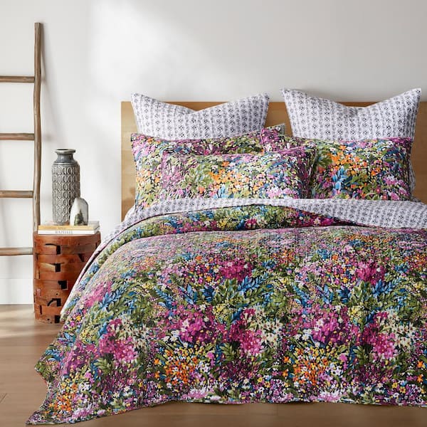 LEVTEX HOME Basel 3-piece Multicolored Floral Cotton Full/Queen Quilt Set  L54802FQS - The Home Depot