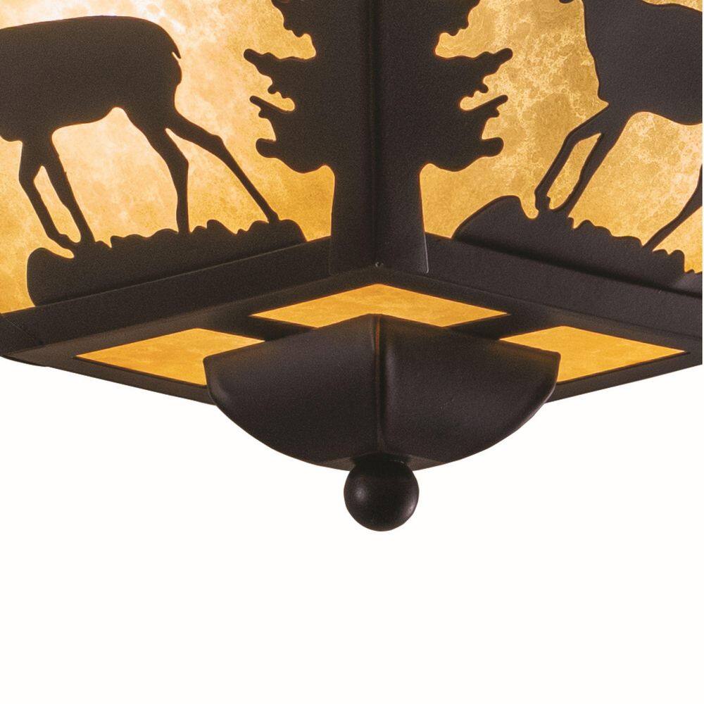 Burnished Bronze Rustic Deer Flush Mount Ceiling Light with Tiffany Glass