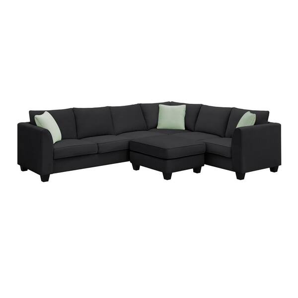 uni's room select【studioSAMI】SIBONG_BLACK&NAVY sumyeg 112 in. L-Shaped Polyester Sectional Sofa in. Black
