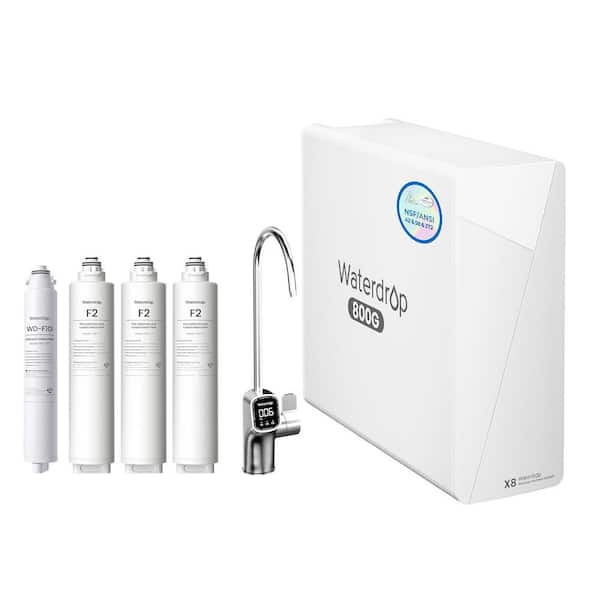 X8-Basic Undersink Reverse Osmosis System, 800 GPD Tankless, 9-Stage, Extra 3 WD-F2 and 1 WD-F1G Filters 2-Year Supply
