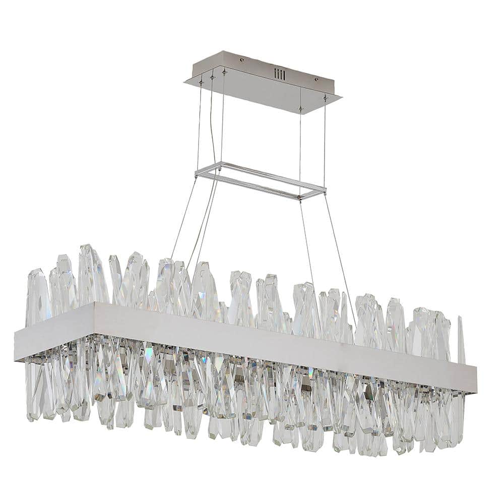 Bethel 40" Chrome LED Chandelier with Crystal Accents