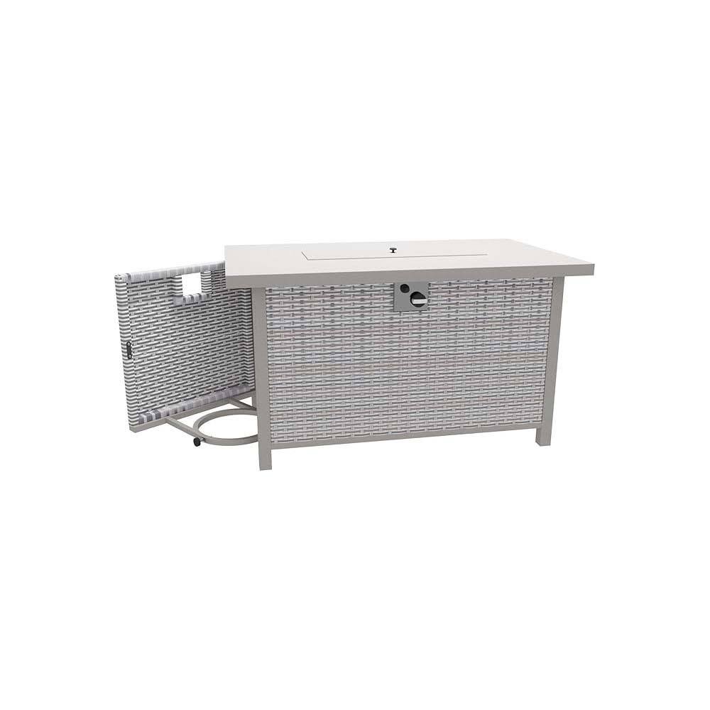 Light Gray 40.5 in. Rectangular Wicker Outdoor Fire Pit Table with Glass Wind Guard, Dust Cover price history on PriceWatchPro