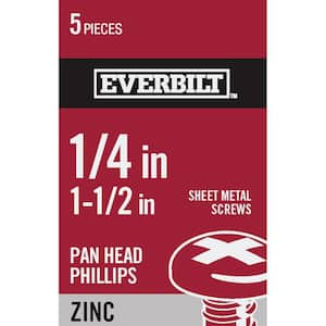 #14 x 1-1/2 in. Phillips Pan Head Zinc Plated Sheet Metal Screw (5-Pack)
