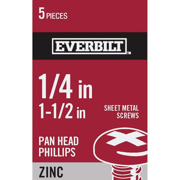 Everbilt #14 x 1-1/2 in. Phillips Pan Head Zinc Plated Sheet Metal Screw (5-Pack)