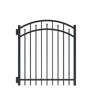 Brilliance Standard-Duty 4 ft. W x 4 ft. H Black Aluminum Arched Pre-Assembled Fence Gate