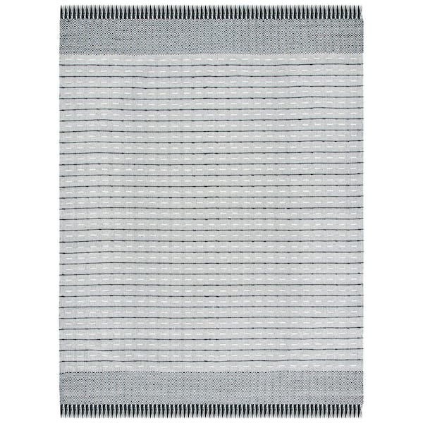 Vermont 8 ft. x 10 ft. Ivory/Black Chevron Striped Area Rug