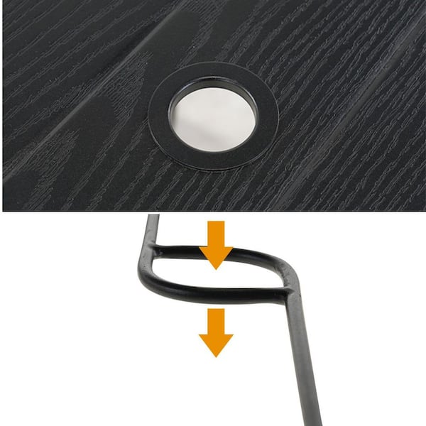 Square Aluminum Frame Outdoor Dining Table Woodgrain Tabletop Patio Side Table with Umbrella Hole
