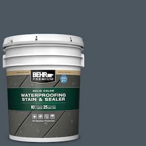 5 gal. #N480-7 Midnight Blue Solid Color Waterproofing Exterior Wood Stain and Sealer
