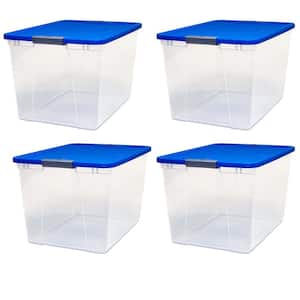 64 qt. Secure Latch Large Stackable Storage Container Bin in Clear (4-Pack)