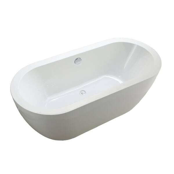 MTD Vanities Venice 69 in. Acrylic Flatbottom Non-Whirlpool Bathtub in White