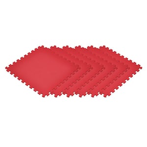 Red 24 in. x 24 in. EVA Foam Non-Toxic Solid Color Interlocking Tiles (72 sq. ft. - 18 tiles)