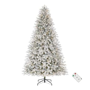 9 ft. Pre-Lit LED Kenwood Fraser Fir Flocked Artificial Christmas Tree