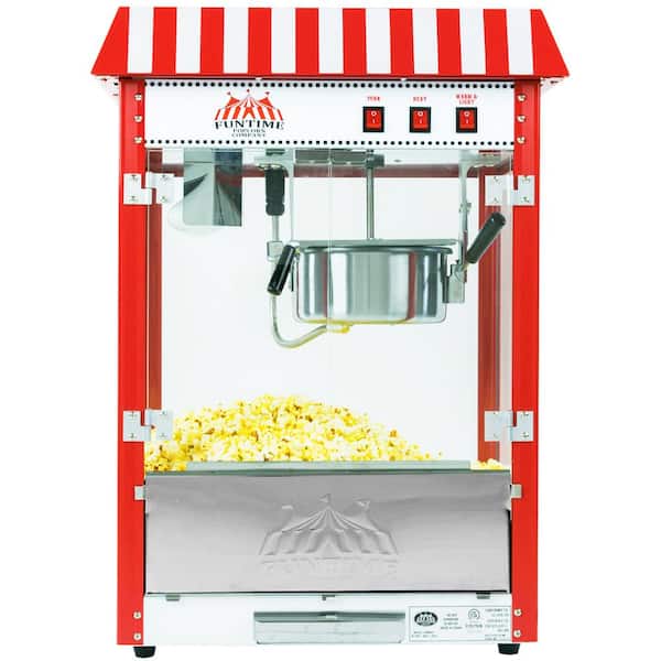 Funtime 8 oz. Red Countertop Hot Oil Popcorn Machine with